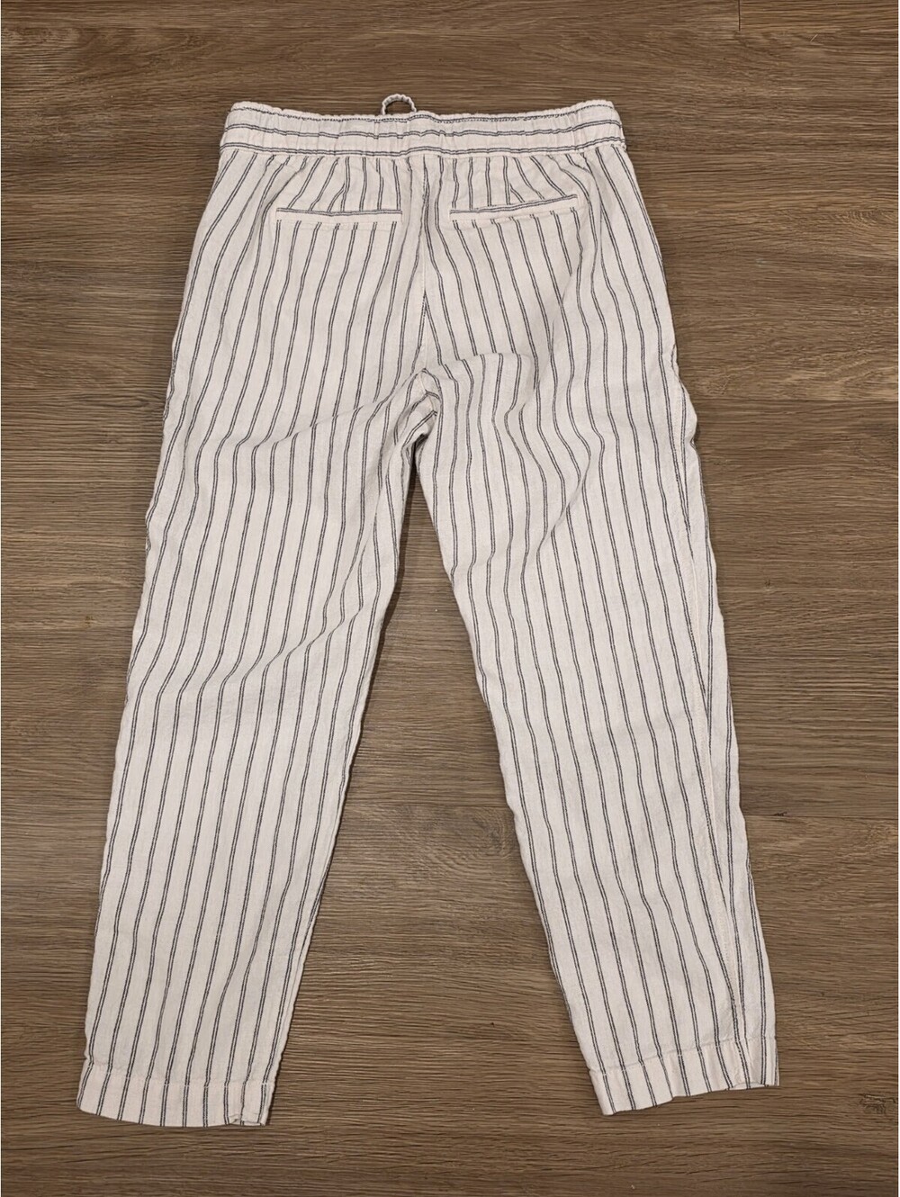 GAP Womens XS White Black Striped Linen Blend Easy Pull On Pants